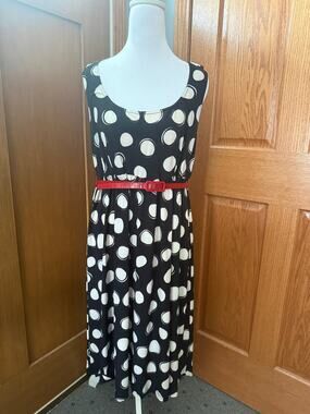 Sheri Martin NY large Polka Dot Dress Red Belt size 12